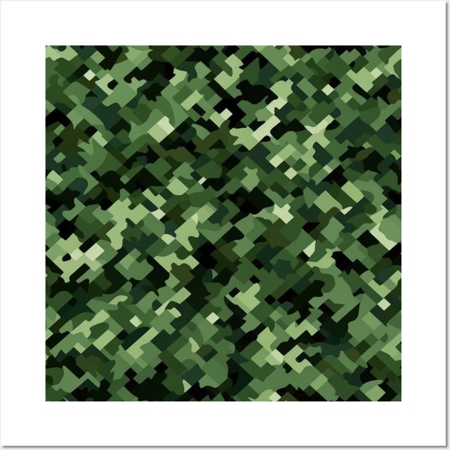 Digital Green Camo Pattern Wall Art by Pixelyx